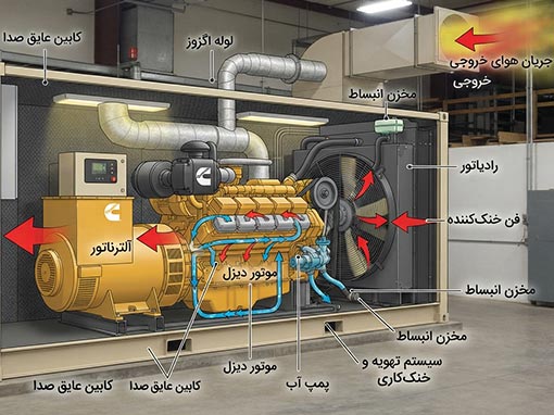 اجرای سیستم تهویه و خنک‌کاری دیزل ژنراتور